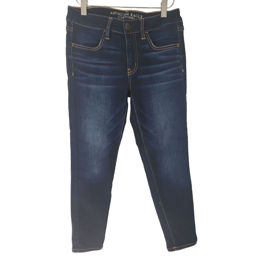 American Eagle Jegging Crop Jeans 4 Womens Super Stretch Skinny Leg Dark Wash
